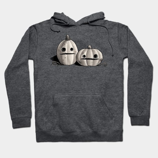 Old Friends - Pumpkins in Black and Grey Hoodie by prettyinink